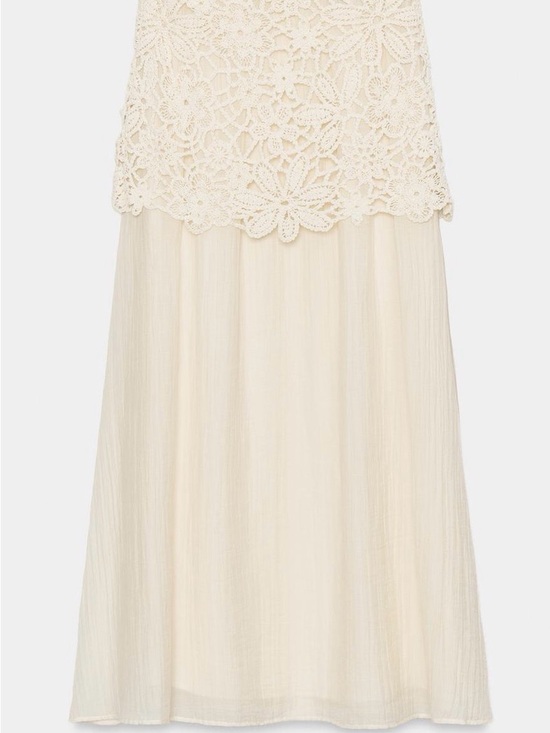 Zara Dresses & Skirts - Zara Cream Crochet band Midi Skirt